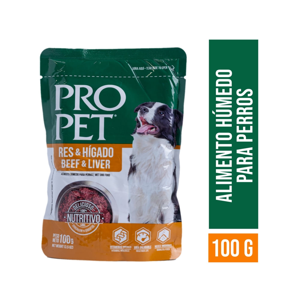 Pro-Pet Alimento para perro Pro Pet, húmedo de Higado y Res 100 g