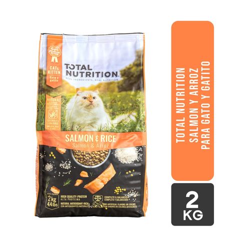 Alimento Super Premium Total Nutrition Salmon y Arroz 2 kg para gato y gatito