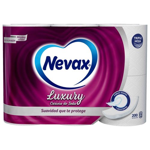 Papel Higiénico Nevax Luxury Caricia De Seda - 12 Rollos