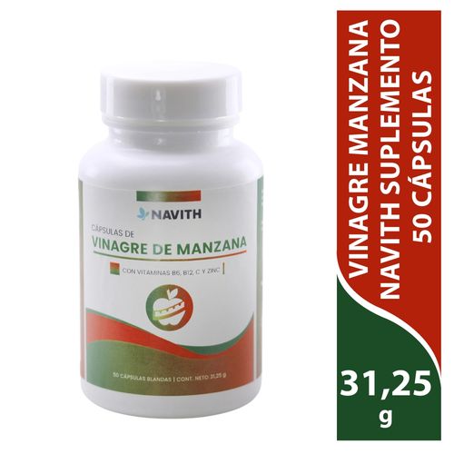 Vinagre de Manzana NAVITH con vitamina B6, B12 y Zinc 50 Capsulas