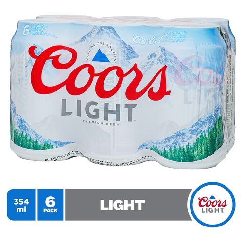 6 Pack Cerveza Coors Light Lata -2124 ml