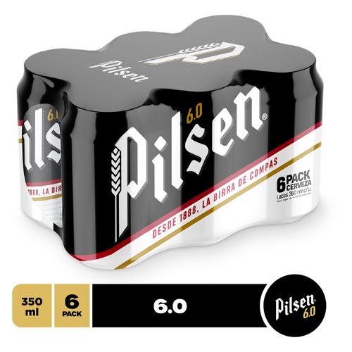 Cerveza Pilsen 6.0, 6 pack Lata- 350ml