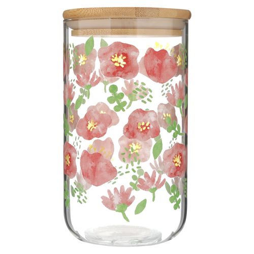 Ms Canister De Vidrio Decorado 1100ml