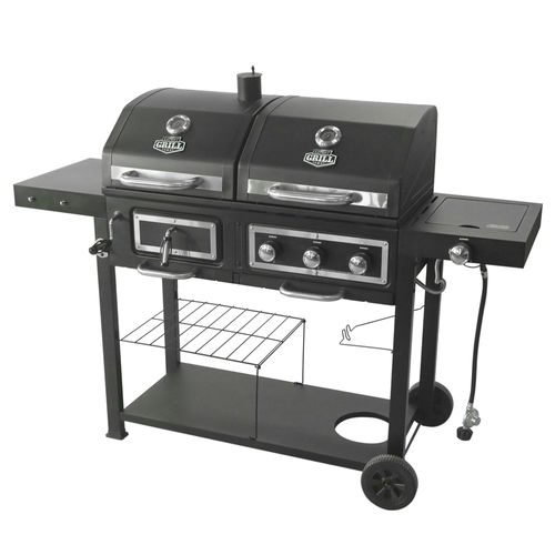 Parrilla Expert Grill a carbón y a gas con 3 quemadores