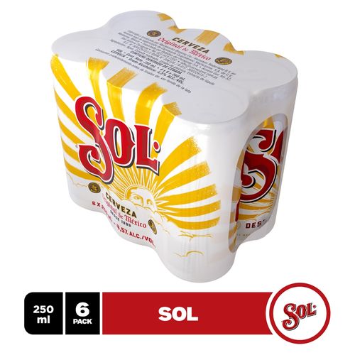 6 Pack Cerveza Sol Lata 250ml