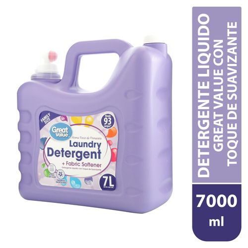 Detergente líquido Great Value para ropa con toque de suavizante -7000ml