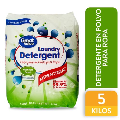Detergente en polvo Great Value antibacterial - 5000 g