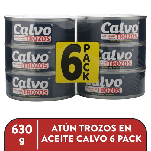 Atun Trozos En Aceite Calvo 6 Pack 630gr