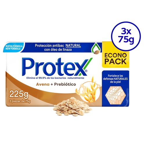 Jabón en Barra Antibacterial Protex  avena, 3 Pack -75 g
