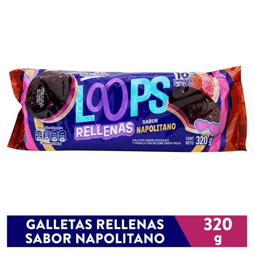 Galleta Marinela loops rellenas sabor napolitano - 320 g