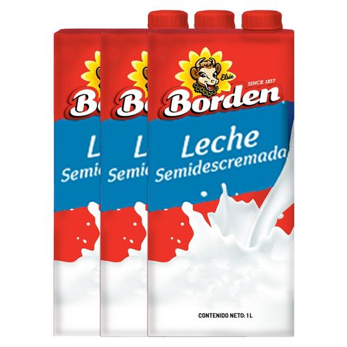 Leche Borden semidescremada 3 pack - 3000 ml