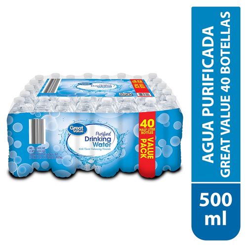 Agua purificada Great Value 40 pack - 20000 ml