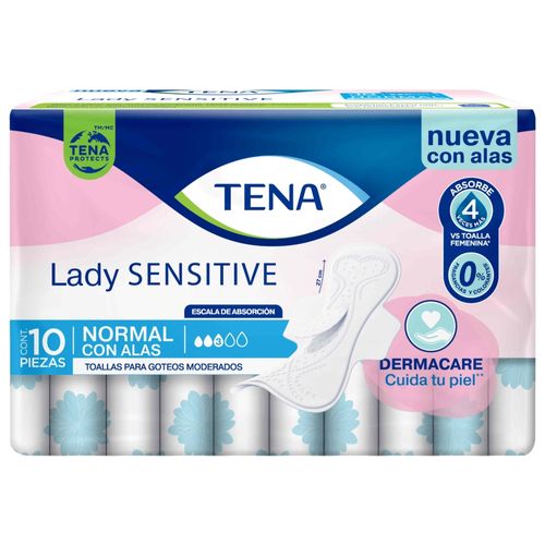 Tena Lady Sensitive Normal Con Alas 10 unidades