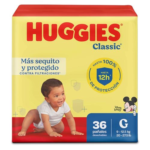Pañales Huggies Classic Etapa 3/G Más Sequito y Protegido - 36 uds