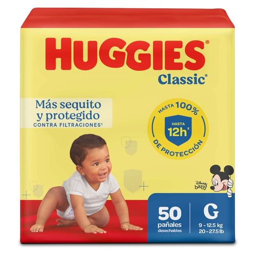 Pañales Huggies Classic Etapa 3/G Más Sequito y Protegido - 50 uds