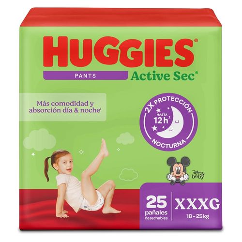 Pañales Huggies Active Sec Pants Etapa 6/XXXG Más Comodida y Absorción - 25 uds