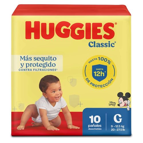 Pañales Huggies Classic Etapa 3/G Más Sequito y Protegido - 10 uds
