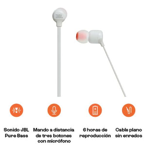 Audífonos intraaurales JBL Tune 110 color Blanco