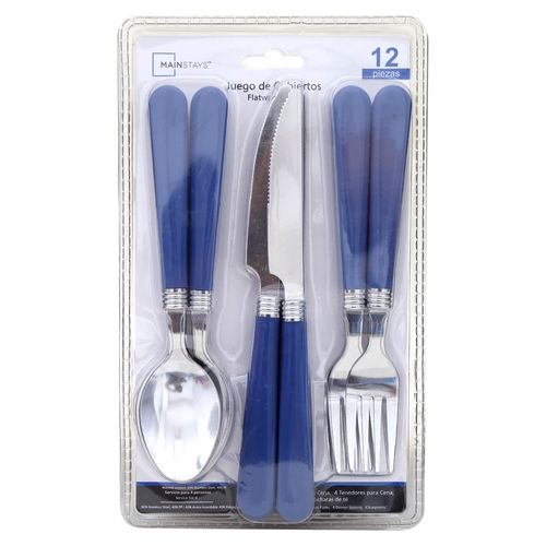 Juego Cubiertos 12Pc Azul Acero Inoxid