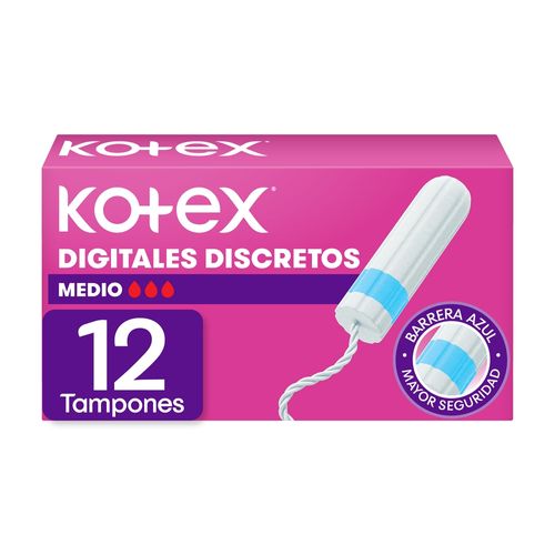 Tampones Digitales Kotex Discretos Medio -12 Uds