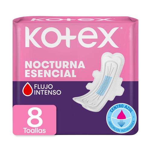 Toallas Femeninas Kotex Esencial Nocturna - 8 Unidades