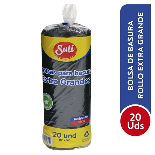 Bolsa Para Basura Suli Color Negro Rollo XG - 20 Uds