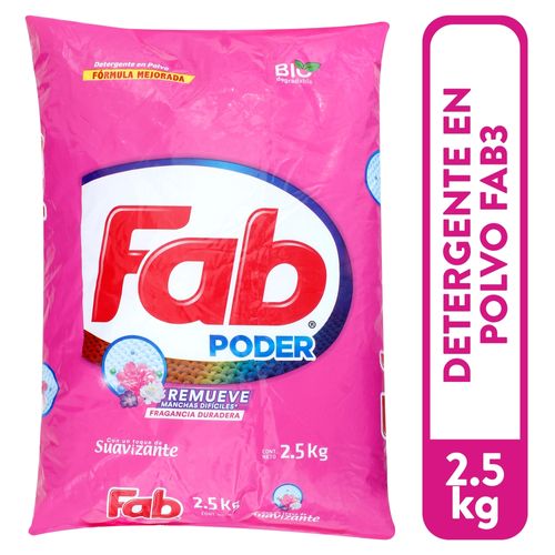 Detergente en polvo Fab 3 fragancia intensa con suavizante - 2.5 kg
