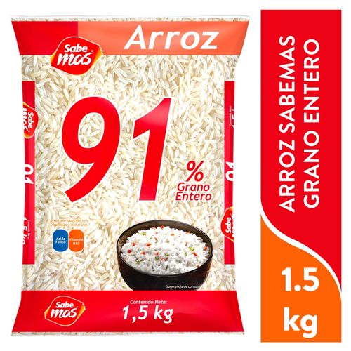 Arroz blanco Sabemas 91% grano entero - 1.5 kg