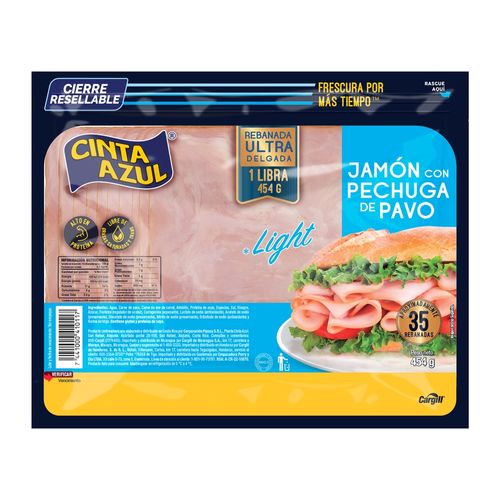 Jamon Pechuga de Pavo Cinta Azul Light - 454 g