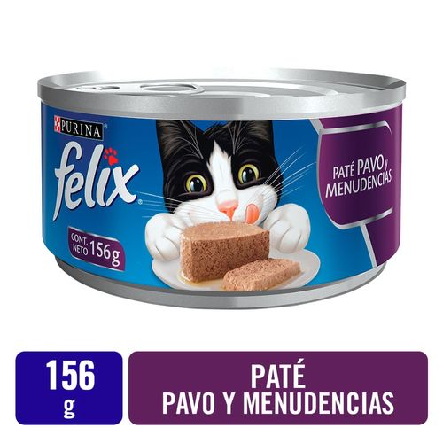 Alimento húmedo Purina Felix para gato adulto paté pavo -156 g
