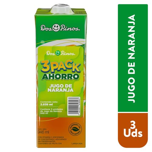 Jugo de Naranja UHT Dos Pinos, 3Pack -946ml