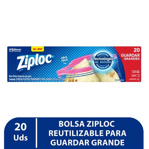 Bolsas Reutilizables Ziploc para Guardar Alimentos Grandes - 20 Uds