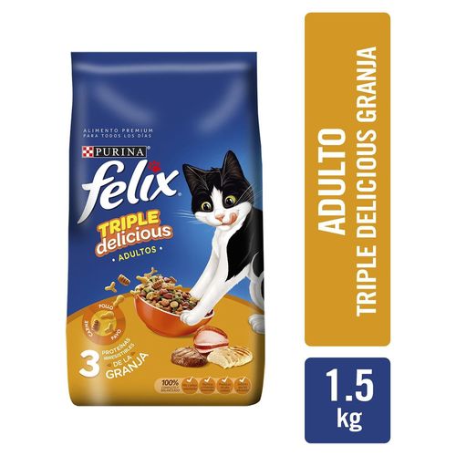 Alimento para Gatos Felix adulto Triple delicious granja - 1.5 kg