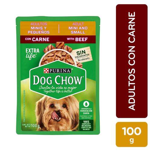 Alimento húmedo Purina Dog Chow para perro  adultos minis y pequeños sabor carne - 100 g