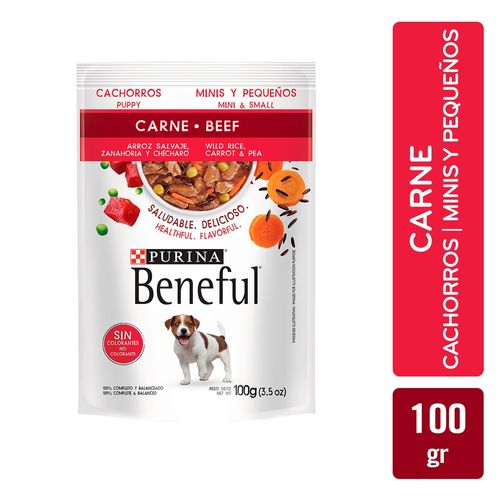 Alimento húmedo  Purina  Beneful para cachorros minis y pequeños sabor carne -100 g
