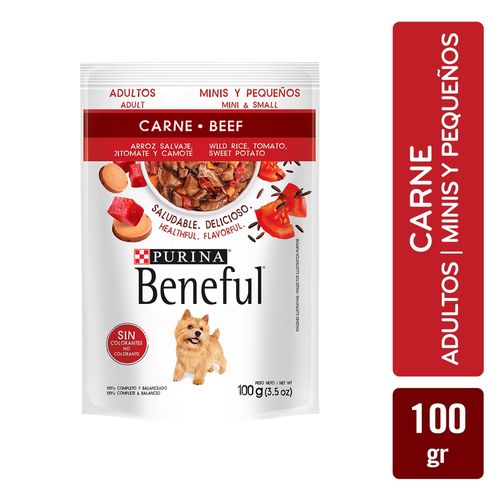Alimento húmedo Purina Beneful para perro adulto minis y pequeños sabor carne -100 g