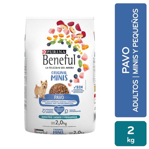 Alimento seco Purina Beneful para perro adulto minis y pequeño sabor pavo -2 kg