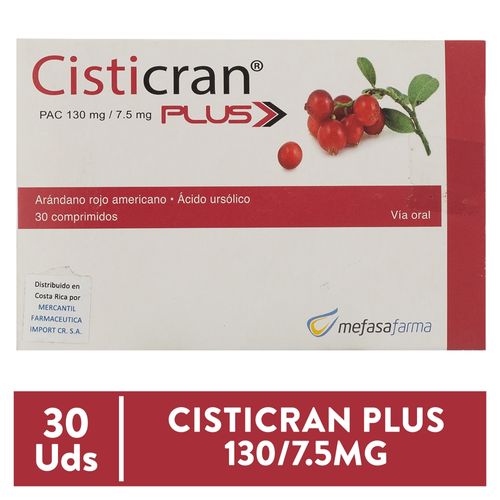 Cisticran Plus 130/7.5 Mg, Precio indicado por unidad