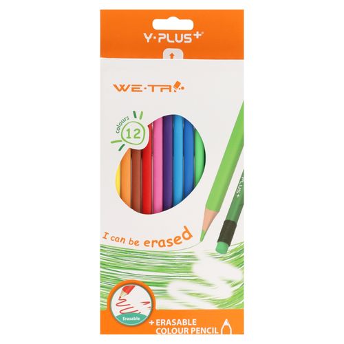Lápices de colores Y-Plus con borrador - 12 uds