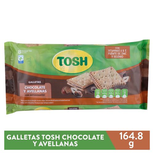 Galleta Pozuelo tosh chocolate y avellana 8 pack - 164.8 g