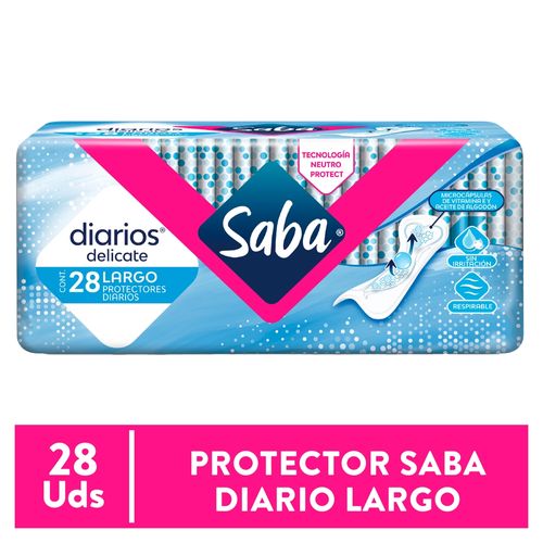 Protectores Diarios Saba Delicate Largos - 28Uds