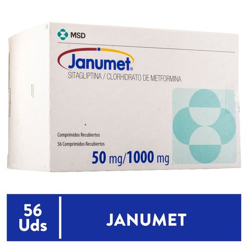 Janumet 50 mg/1000 mg caja 56 comprimidos - Precio indicado por caja