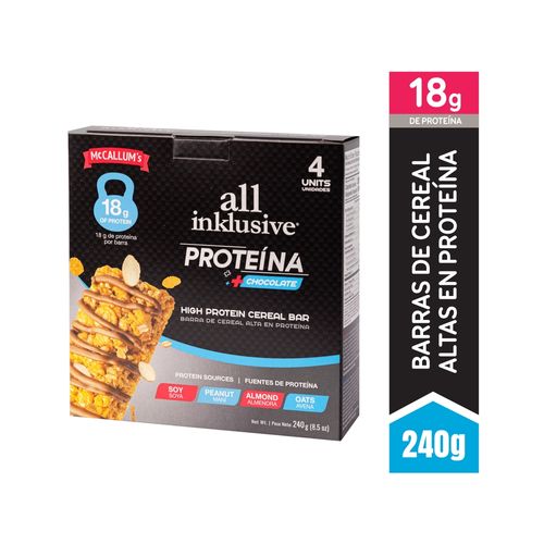 Barras de cereal McCallums All Inklusive altas en proteína 4 Uds - 240 g