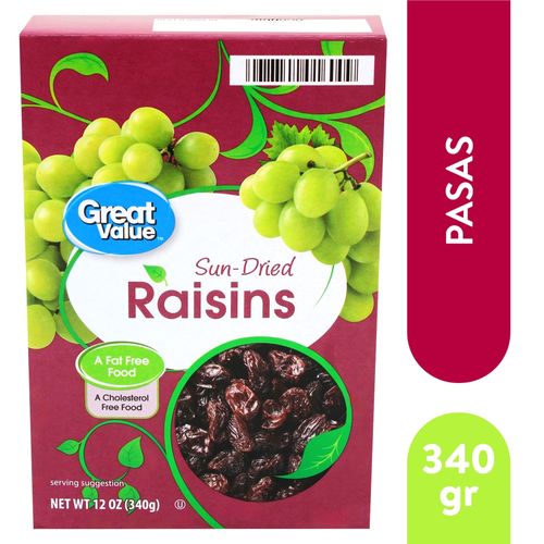 Pasas Great Value En Caja - 340 g