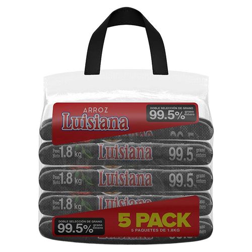 Arroz Luisiana 99.5% grano entero 5 Pack - 9 kg