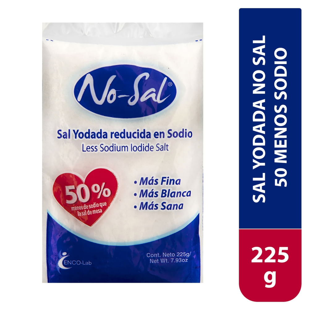 No-Sal Sal yodada No Sal 50% menos sodio 225 g