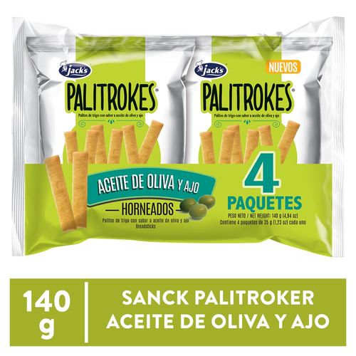 Snack Palitrokes horneado aceite de oliva 4 pack - 140 g