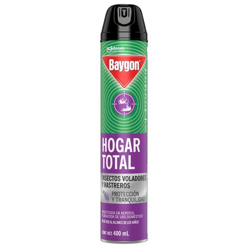 Insecticida Baygon Hogar Total en Aerosol Mata Insectos Voladores y Rastreros - 400 ml