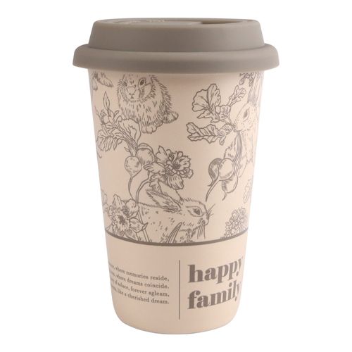 Vaso Hometrends de porcelana tapa silicón -360 ml