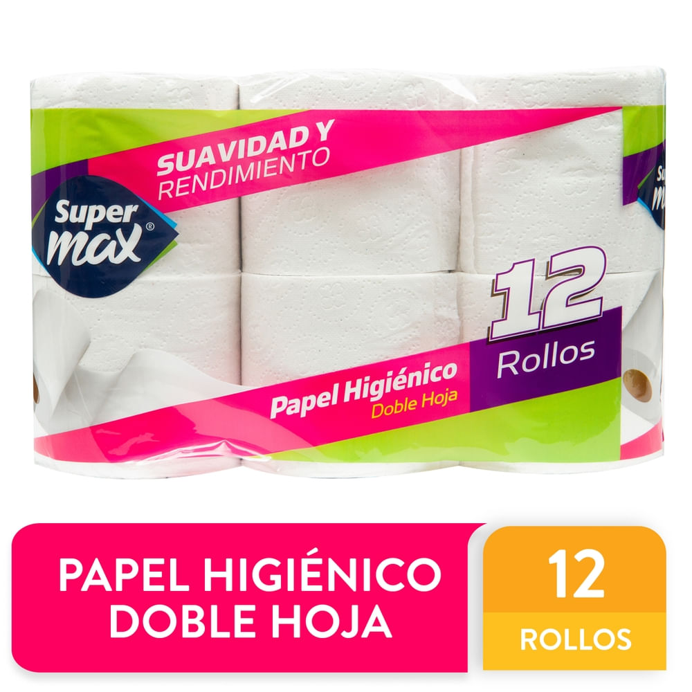 Supermax Papel Higiénico Doble Hoja 12 Rollos